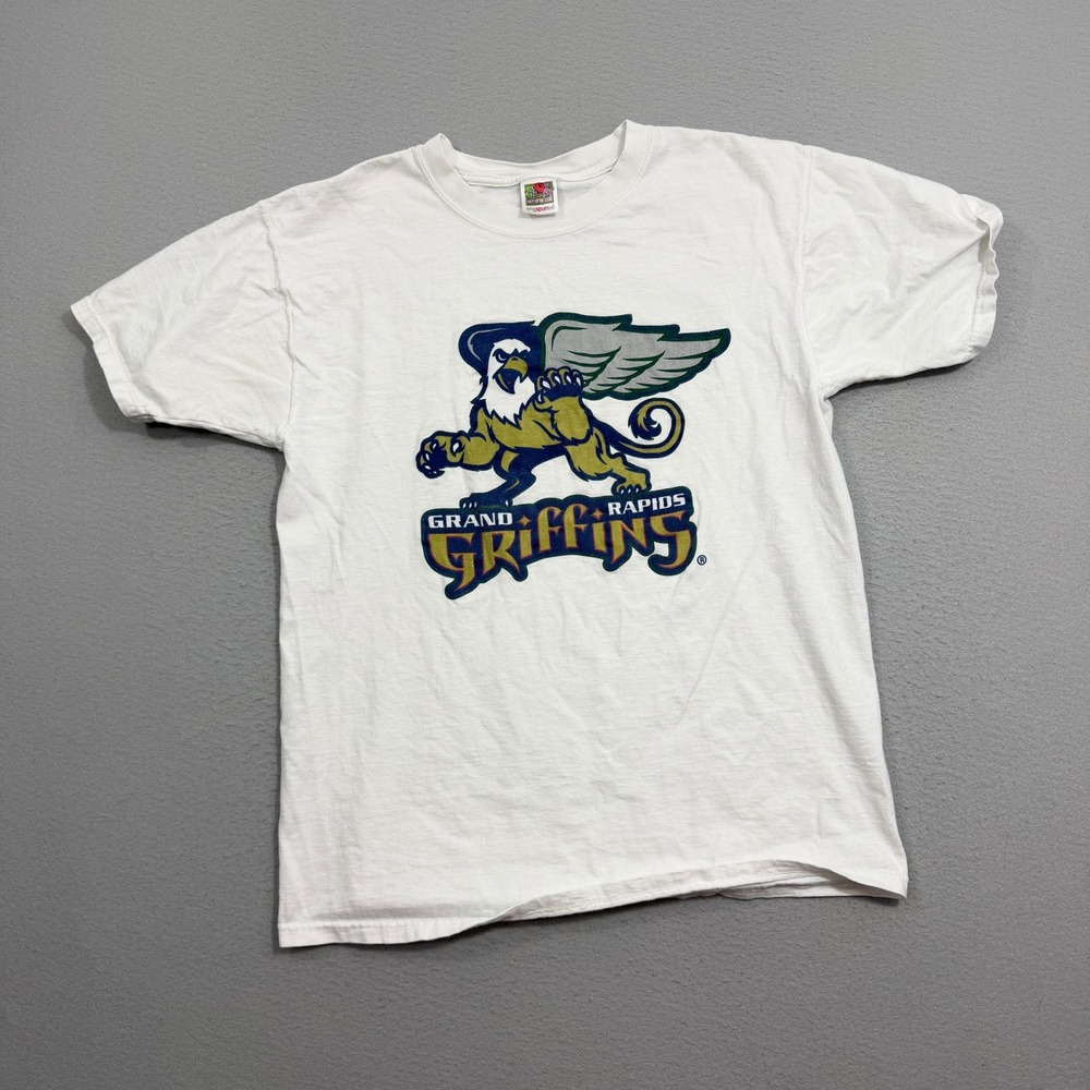 Vintage Grand Rapids Griffins Shirt Men's Large White 90s AHL Hockey Tee NHL